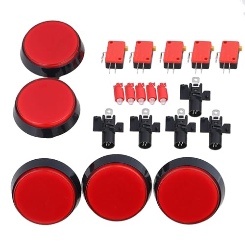 BQLZR Arcade Push Buttons Arcade Button Video Game Player Power Switch Button 60mm Dia Big Round LED Push Button for Arcade Machine Video Games Part,DC12V Mounting Hole Diameter 24mm