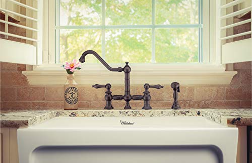 Whitehaus Collection Whkbtlv3-9201-Nt-Orb Vintage Iii Plus Bridge Faucet With Long Traditional Swivel Spout, Lever Handles And Solid Brass Side Spray, One Size, Oil Rubbed Bronze #TOP1