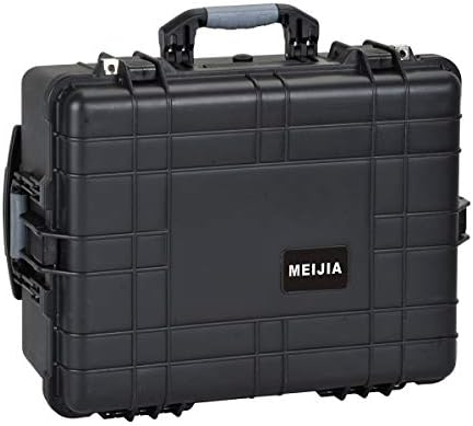 MEIJIA Waterproof Protection Hard Compact Camera Case with Retractable Pull Handle and Rolling Wheels,Foam Inserted, Elegant Black, 24.64 X19.39 X13.78 inches