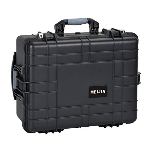 Image of MEIJIA All Weather Waterproof Rolling Protective Case,Hard Compact Camera Case With Retractable Pull Handle And Wheels,Foam Inserted, Elegant Black, 24.64 X19.39 X13.78 inches