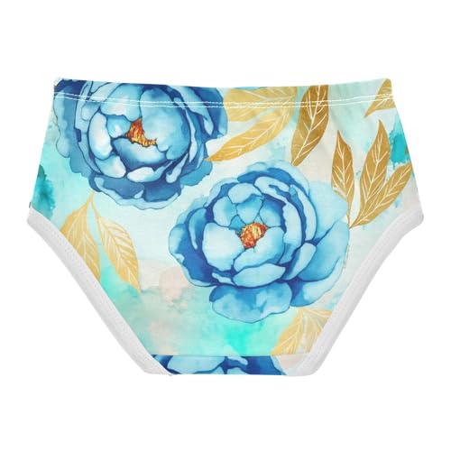 Blue Peony Rose Spring Floral Girl Panties Cute Girls Underwear Toddler Cotton Cartoon Underpants Briefs 2t2