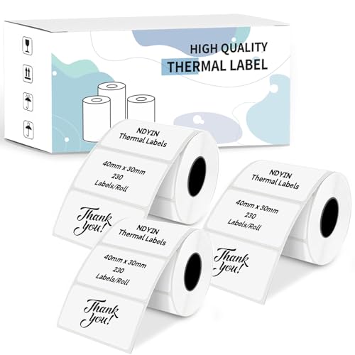 Image of Thermal Labels for N20 Label Maker,1.57 inchx1.18 inch(40x30mm), 230 Labels /Roll, for Barcode, Address, Mailing, Logo, Business, Name Tag, 3 Rolls