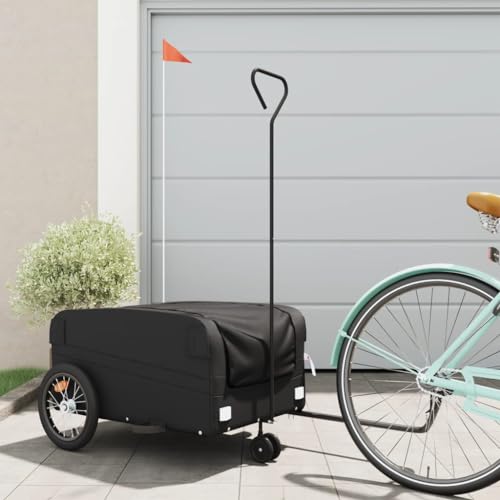 ZEYUAN Fahrradanhänger Schwarz 45 kg Eisen, Fahrrad Anhänger, Lastenanhänger, Handwagen, Fahrrad-lastenanhänger, Lastenfahrrad - 94073