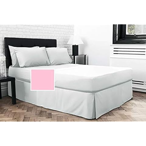 Small Single Bed 2'6" x 6'3" (30" x 75") PLEATED FITTED VALANCE Sheet (OVER MATTRESS) (Pink, 15" Depth) Cover