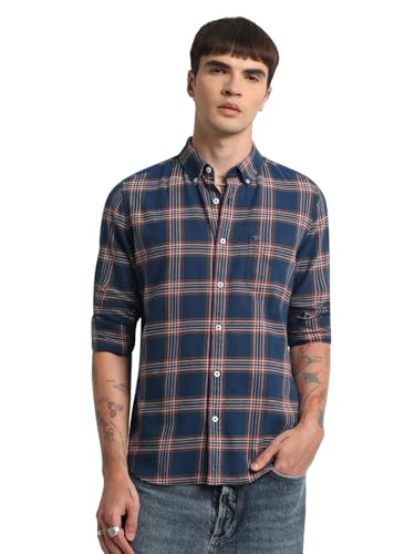 Image of THE BEAR HOUSE Men's Cotton Checked Slim Fit Casual Shirt