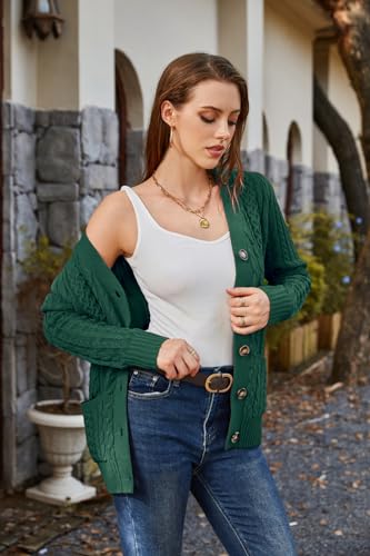 Image of Womens Cardigan Sweaters Cable Knit Sweater 2026 Fall Winter Chunky Open Front Button Down Coats with Pockets