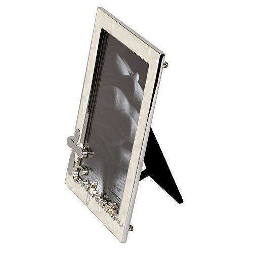 Roman Confirmation Silver Finish Cross 4 X 6 Photo Pearl Trim Picture Frame #TOP1