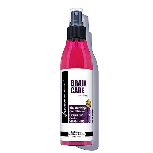 Awesome Braid Leave in Conditioner Spray, pH 4.0~4.5, Moisturizes & Improves Elasticity, Braid Itch Relief Spray, Prevents Heat & Hair Damage, Hydrates, Vitamin B5, 7 Fl Oz