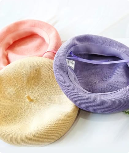 GUZOSJO Straw French Beret Hats - Solid Color Artist Beret Hat for Kids3
