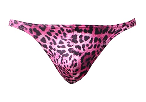 Maiclaice Men's Leopard Thong Durable Gstring Fashion Low Rise Soft Bikini Tiny Briefs Swim Underwear Red Medium