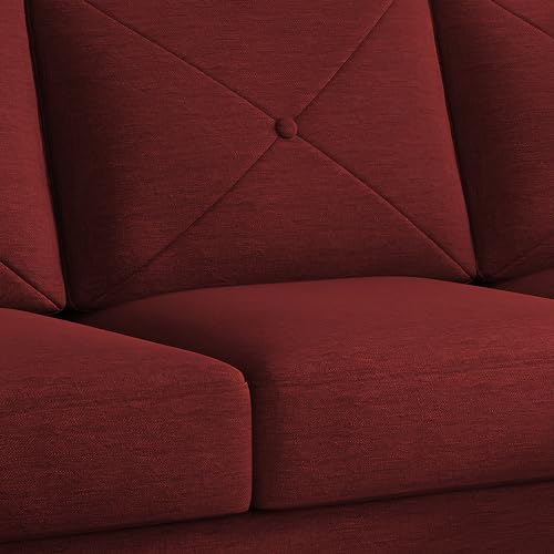 Image of Baloney RHS 4 Seater L Shape Sofa Set for Living Room (Maroon Fabric) Premium Fabric Sofa