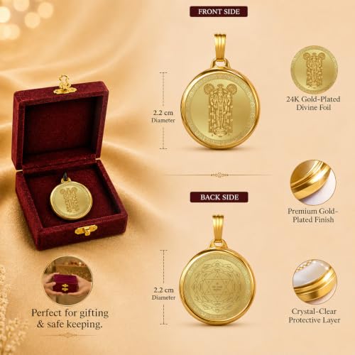 Image of DIVINITI 24K Gold Plated Double-Sided Religious Pendant with Premium Gift Box, Spiritual Locket for Men & Women, Devotional Jewellery for Gifting & Everyday Wear