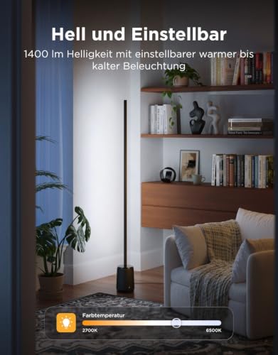 Govee Stehlampe 3 Lite RGBICWW, 1400 lm Dimmbar Stehlampe Wohnzimmer 152cm – Ansicht 3
