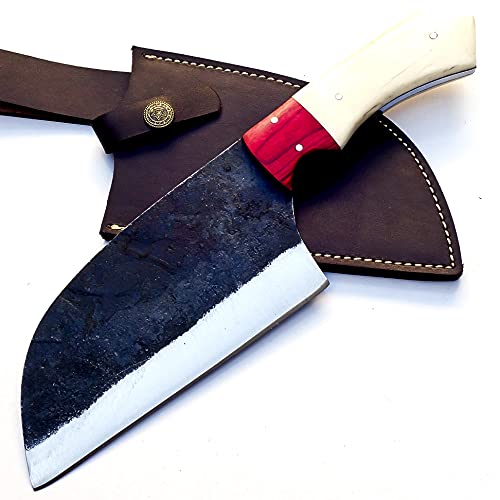 Rare Custom Handmade, High Carbon Clad Steel Cleaver Knife - Chopper Knife with Free Genuine Leather Sheath (BN-72)