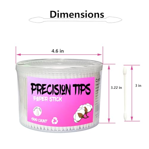 pointed tip cotton swabs500 count cotton budsdouble precision tips with paper stick for personal care and makeup