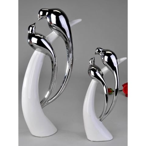 formano Modern ceramic birds sculpture in silver/white, height 30 cm Cover