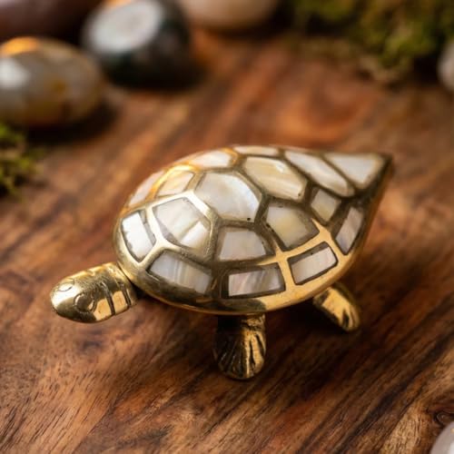 Image of Divine Hindu Feng Shui Wealth & Prosperity Brass Turtle - Ancient Symbol for Longevity, Career Growth, and Financial Stability - Perfect Home & Office Decor Gift | Dhanteras & Diwali Gift