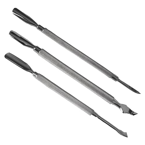 MUSISALY 3pcs Stainless Steel Cuticle Pusher Set Nail Tool Cleaner for Professional Personal Use Ergonomic Design Nail Art Polishers