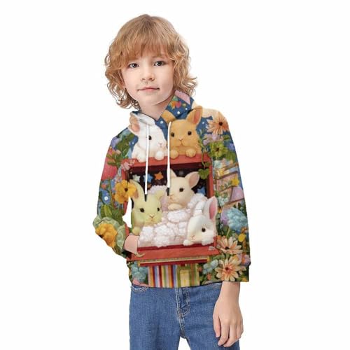 Sweat à capuche original lapin imprimé 3D idée cadeau enfant 10-12 ans - 2