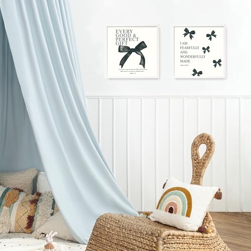 Image of LARTSFRO Coquette Black Bow Bible Wall Art Decor Posters, Black Bow Room Bedroom Bathroom Dorm Wall Art Decor Aesthetic for Teen Girls Gifts, Inspirational Bible Verses Bow Wall Decor, 10x10 Inch Set of 4 Pcs Bow Pictures (UNFRAMED)