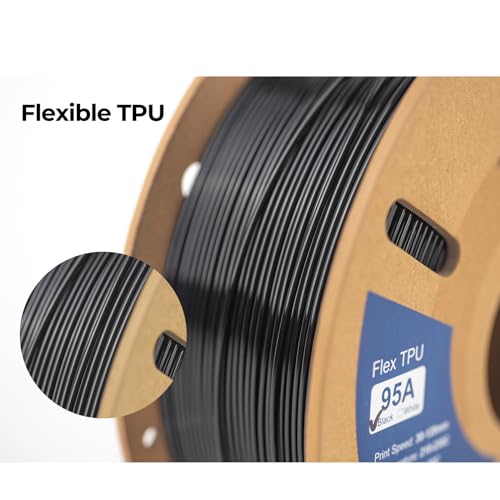 Image of Siraya Tech Flex TPU 95A 3D Printer Filament, ISO 10993 Tested, Black, 1kg | 95A Shore, High Flow & Speed, Flexible & Tough, Moisture-Resistant Resealable Bag, for Footwear, Protective Gear