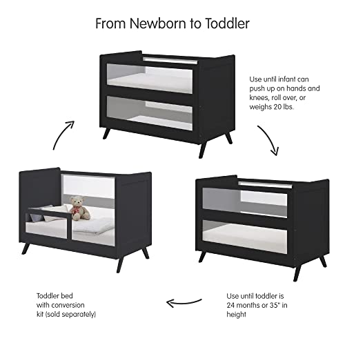 BreathableBaby Breathable Mesh 3-in-1 Convertible Crib (Toddler Bed Kit Sold Separately) — Black — Two Adjustable Mattress Heights — Greenguard Gold Certified - Image 5