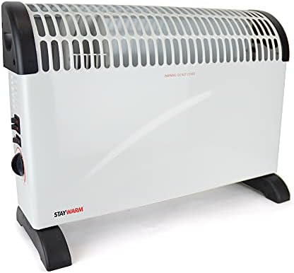 STAYWARM® 2000w Upright and Flatbed Fan Heater with 2 Heat Settings / Cool Blow Fan / Variable Thermostat / Frost Watch / Overheat Protection / BEAB and GS Safety Approved - F2003WH - White