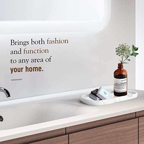 Luxspire Vanity Tray, Toilet Tank Oval Storage Tray, Resin Marble Pattern Bathtub Tray, Bathroom Countertop Organization… - Image 7