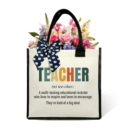 Teacher Shoulder Beach Bag - Teacher Appreciation Canvas Tote Bag Gifts