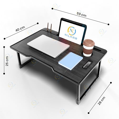 Image of Study Table Bed Table Premium Laptop Table /Foldable and Portable Wooden /Writing Desk for Office /Home /School (CTD Black)