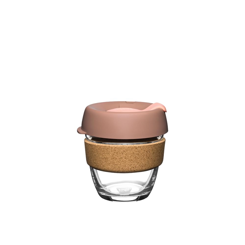 KeepCup Brew Cork - Reusable Coffee Cup Tempered Glass and Natural Cork, S 8oz/227ml - Frappe