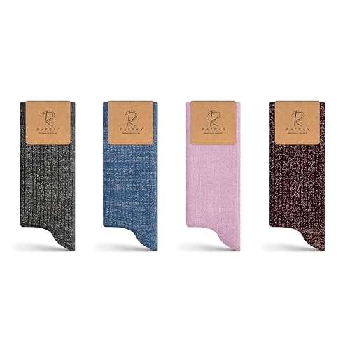 Image of RAFRAY Women's Glitter Socks Crew Length, Premium Shiny Sparkly Socks in Gift Box, 4 Pairs, Size US W: 5-9.5 EU: 36-40
