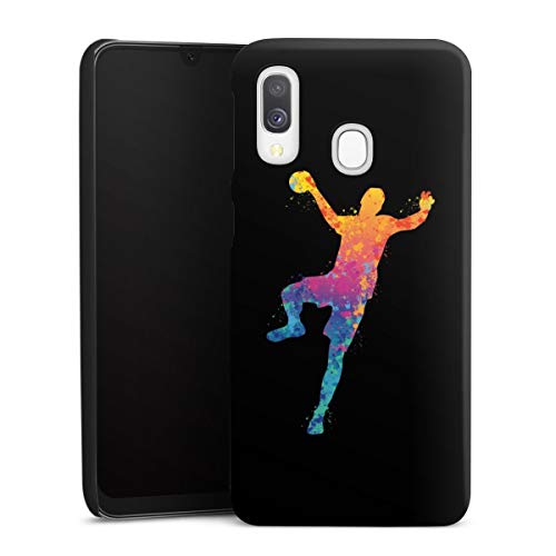 DeinDesign Premium Case kompatibel mit Samsung Galaxy A40 Smartphone Handyhülle Hülle matt Handball Farbklecks Ball