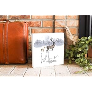 Hello Winter, Simply Said Designs, Wood Block Sign, 10"x10" Freestanding, Shelf or Wall Displayed, Artist Designed Home Décor. Hello Winter Simply Said Designs Wood Block Sign 10×10 Freestanding Shelf or Wall Displayed Artist Designed Home Decor
