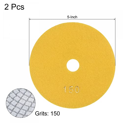 Image of uxcell Diamond Polishing Pad 5-Inch 150 Grits Wet /Dry Grinding for Stone Concrete Marble Countertop Floor 2pcs