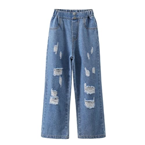 Teens Girls Ripped Baggy Jeans High Waisted Distressed Baggy Denim Pants Summer Trousers Y2K Streetwear 5-14Years