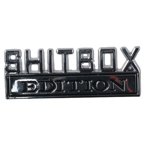 Image of BYOBYO 2Pcs Shitbox Edition Emblems, 3D Letter Car Emblem Badge Metal Logo Auto Sticker Decal, Self-Adhesive Fender Badge Decal Stickers Replacement for Most Car Truck SUV, 3.15*1.18in