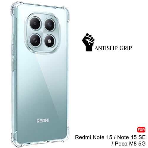 Image of TheGiftKart Crystal Clear Back Cover Case for Mi Redmi Note 15 5G / Poco M8 5G | Shockproof Soft TPU Case | Cushioned Edges for Ultimate Protection Back Cover Case (TPU, Transparent)