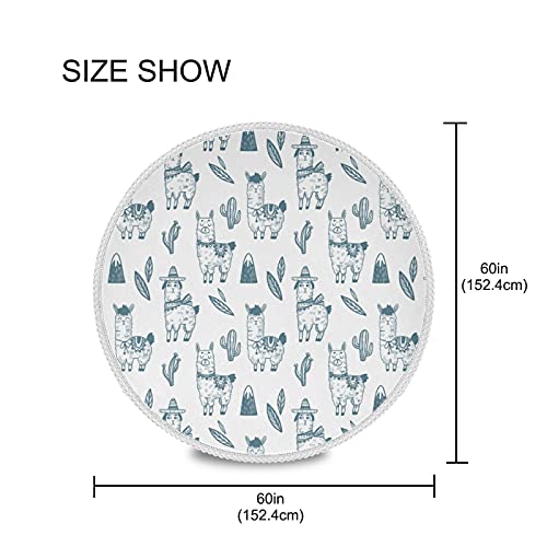 Cute Alpacas Round Tablecloth 60 Inch Indoor And Outdoor Table Cloth Wrinkle Resistant Table Cover Home Dinner Décor For Kitchen Restaurant Party Wedding #TOP3