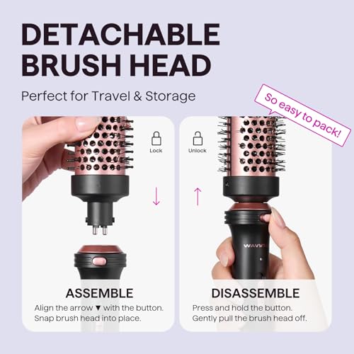 Wavytalk Thermal Brush, 1 1/2 inch Heated Round Brush with Detachable Head, Velvet Pouch and Dual Voltage for Travel, Easy to Create Blowout Look, Rose Gold - Image 4