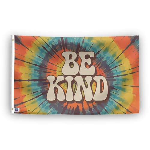 Drapeau Tie Dye Be Kind en polyester de 0,9 x 1,5 m résistant aux intempéries - 2