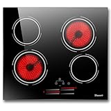 Disaenvir 4 Burner Electric Cooktop - 24 Inch Electric Stove Top 6000W High Power Built-in, Ceramic Cook Top with Safety Lock, 99 Min Timer, Sensor Touch, 220V - 240V Hard Wired (No Plug)
