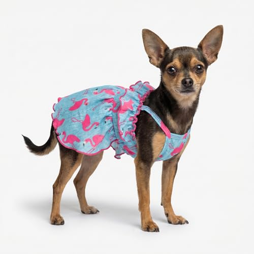 Fitwarm Flamingo Dog Dress: Summer Ruffled Hawaiian Dog Sundress, Pet Outfit - Blue, Pink, Small by Fitwarm - Used condition - Image 5