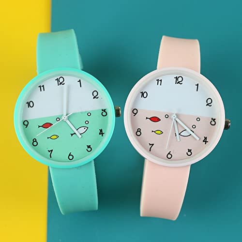 Reloj de niña Relojes de Pescado de Goma Blanda Reloj de Pulsera de Cuarzo de Moda para niña Reloj de Mujer Horas Femeninas Relojes para niñas (Color : Black xy)