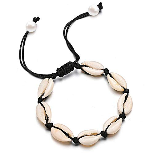 Preisvergleich Produktbild Gleamart Shell Fußkettchen Armband natürlichen handgefertigten Strand Fußschmuck Hawai Style für Frauen schwarz
