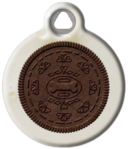 Dog Tag Art FID-O-REO Cookie Personalized Pet ID Tag for Dogs and Cats, Silent Polymer Coated Stainless Steel Nametag with Customized Identification Information - Large 1.25
