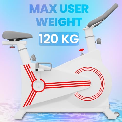 Image of Durafit PowerSpin Fitness Bike with 8Kg Flywheel, Adjustable Resistance, LCD Monitor and Heart Rate Sensor for Fitness Exercise Cycle for Home Gym-Workouts (White)
