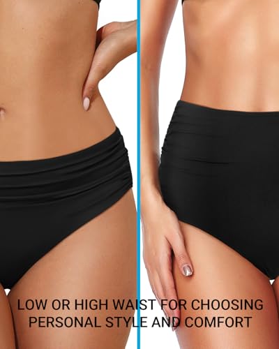 Holipick Women High Waisted Bikini Bottom Full Coverage Bathing Suits Bottoms Mid Waist Tummy Control Swim Bottom2