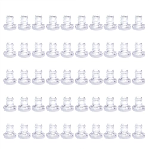 50 Pcs 5mm Glass Top Table Bumpers with Stem, Anti Slip Patio Table Spacers Table Top Spacers Soft Clear Rubber Grippers Stem Bumper Glides for Furniture Cabinet Door for 3/16 Inch Holes