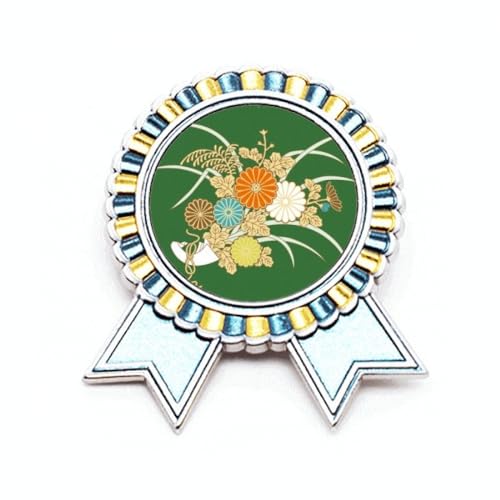 Broche fleur jaune japonaise en métal ciselé d'automne pour femme chic